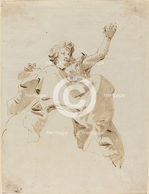 A Woman Seated on a Cloud, Seen from Below, 1750s. Creator: Giovanni Battista Tiepolo.