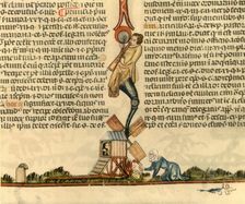 A woman setting a post mill alight, c1340, (1947). Creator: Unknown