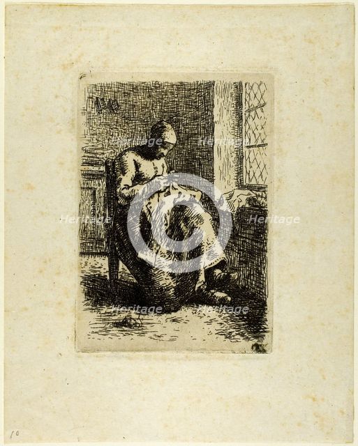 A Woman Sewing, 1855. Creator: Jean Francois Millet.