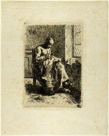 A Woman Sewing, 1855. Creator: Jean Francois Millet