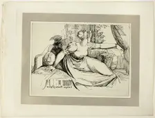 A Woman Sitting by the Window ("Evening Thou Bringest All”), from the first issue...pub 1803. Creator: Henry Fuseli