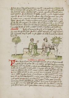 A Woman Speaking to a Horseman; Fables, third quarter of 15th century. Creator: Unknown
