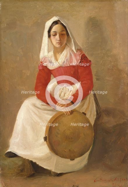 A women named Anunziata in Subiaco, 1841. Creator: Adolph Tidemand.