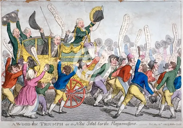 'A Wood-in Triumph, or a New Idol for the Ragamuffins', 1809. Artist: C Williams