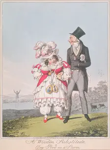A Wooden Substitute, or Any Port in a Storm 1821. Creator: Anon