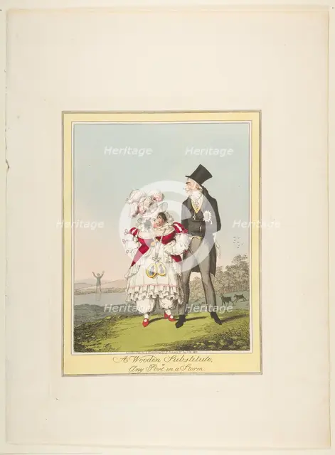 A Wooden Substitute, or Any Port in a Storm, January 19, 1821. Creator: Theodore Lane.