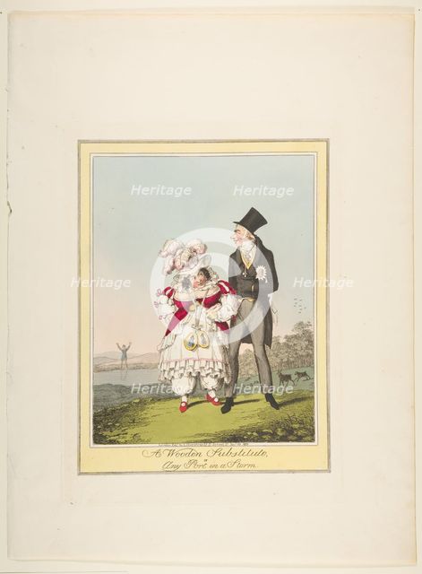 A Wooden Substitute, or Any Port in a Storm, January 19, 1821. Creator: Theodore Lane.