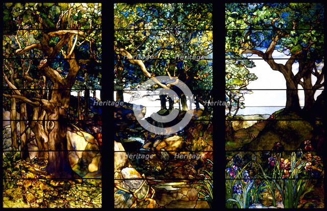 A Wooded Landscape in Three Panels, c. 1905. Artist: Tiffany, Louis Comfort (1848-1933)