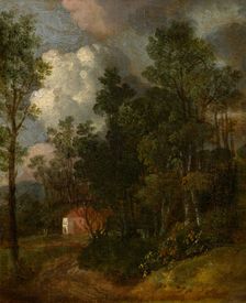 A Wooded Landscape with Figures by a House, c1790s. Creator: Thomas Gainsborough