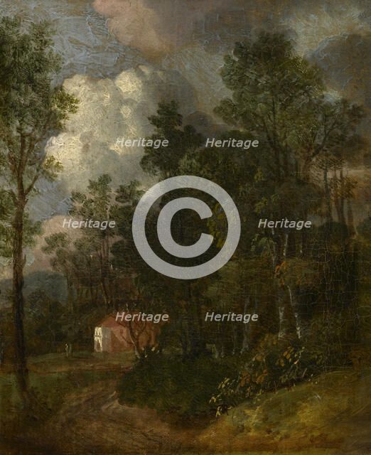 A Wooded Landscape with Figures by a House, c1790s. Creator: Thomas Gainsborough.