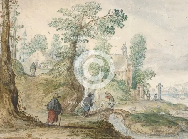 A Wooded River Landscape with a Church and Figures, ca. 1613. Creator: Hendrick Avercamp.