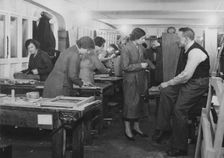 A woodwork evening class, York, Yorkshire, 1937