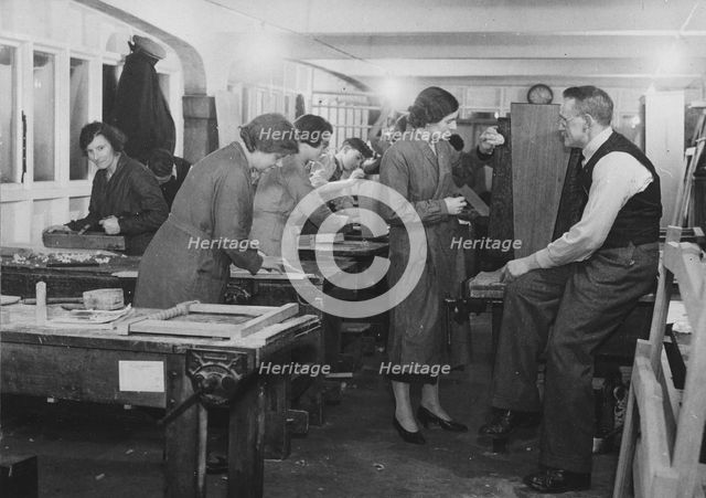 A woodwork evening class, York, Yorkshire, 1937. Artist: Unknown