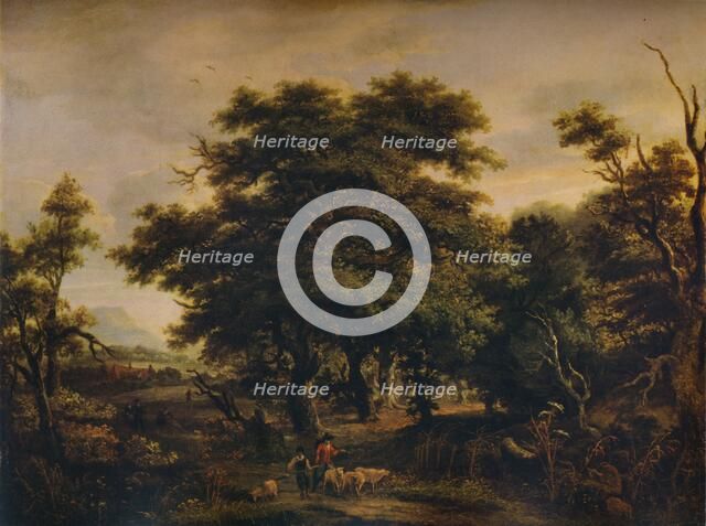 'A Woody Landscape, with Figures and Sheep', c1805. Artist: Alexander Nasmyth.