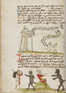 A Wolf in a Monk's Habit with a Fox and a Wolf: A Man Meeting a Devil, third quarter of 15th cent. Creator: Unknown
