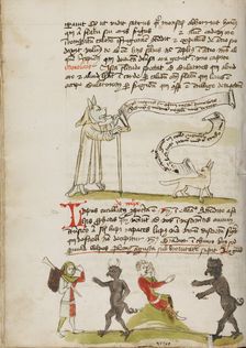 A Wolf in a Monk's Habit with a Fox and a Wolf: A Man Meeting a Devil, third quarter of 15th cent. Creator: Unknown