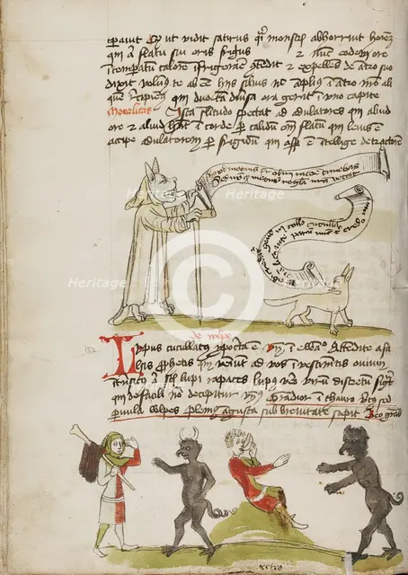 A Wolf in a Monk's Habit with a Fox and a Wolf: A Man Meeting a Devil, third quarter of 15th cent. Creator: Unknown.