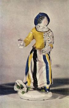 A Worcester Figure of a Lady in a Blue Hat with Yellow Jacket..., c1765 (1944). Creator: Unknown