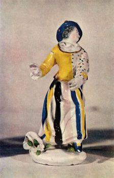 A Worcester Figure of a Lady in a Blue Hat with Yellow Jacket..., c1765 (1944). Creator: Unknown