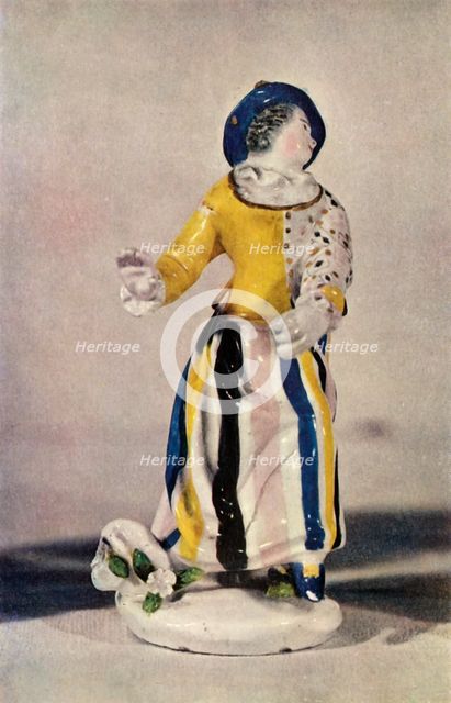 'A Worcester Figure of a Lady in a Blue Hat with Yellow Jacket..., c1765', (1944).  Creator: Unknown.