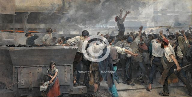 A workers' strike in Vizcaya, 1892. Creator: Vicente Cutanda y Toraya.
