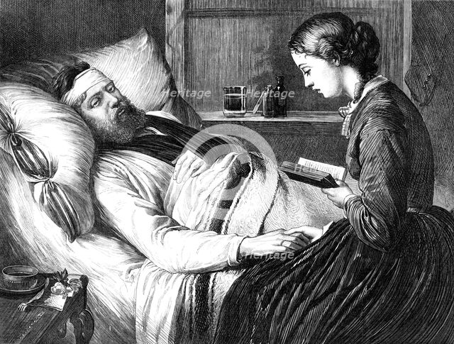 "A Wounded Danish Soldier and his Betrothed," by Madame Jerichau, 1870. Creator: Unknown.