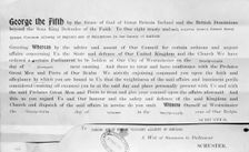 A writ of summons to Parliament, 1935. Creator: Unknown