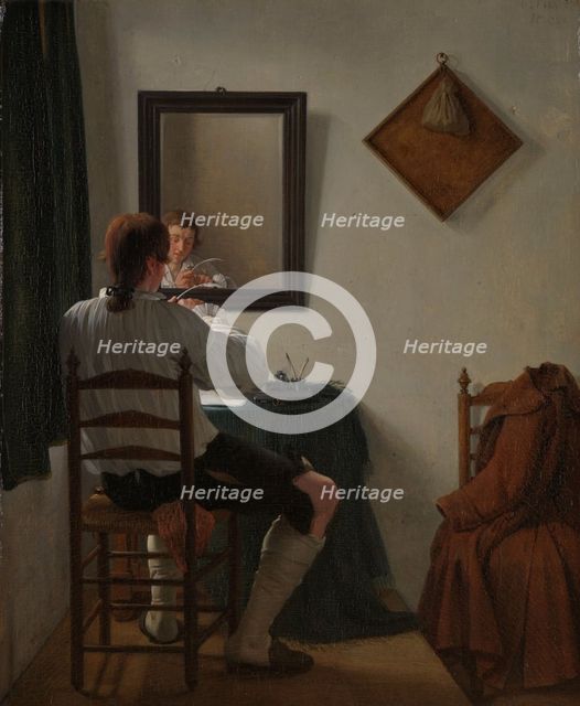 A Writer Trimming his Pen, 1784. Creator: Jan Ekels the Younger.