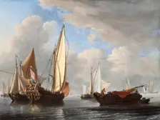A Yacht and Other Vessels in a Calm, 1671. Creator: Willem van de Velde the Younger