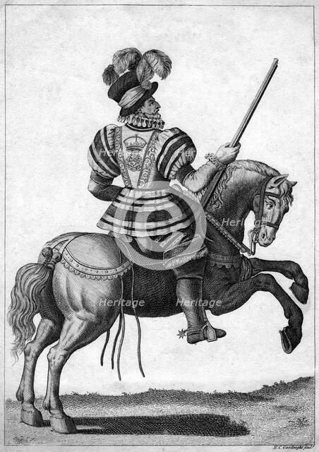 A Yeoman of the Guard, attending Queen Elizabeth I on a progress. Artist: NC Goodnight