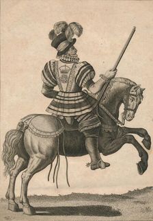 A Yeoman of the Guard, attending Queen Elizabeth on a Progress c1800. Creator: NC Goodnight