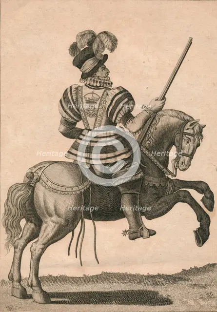 'A Yeoman of the Guard, attending Queen Elizabeth on a Progress', c1800.  Creator: NC Goodnight.