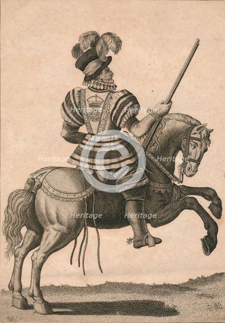 'A Yeoman of the Guard, attending Queen Elizabeth on a Progress', c1800.  Creator: NC Goodnight.