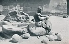 A Yoruba man engraving clay bowls and water jars, Lagos hinterland, Southern Nigeria, 1912. Artist: AW Gelston