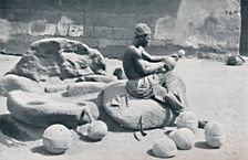 A Yoruba man engraving clay bowls and water jars, Lagos hinterland, Southern Nigeria, 1912. Artist: AW Gelston