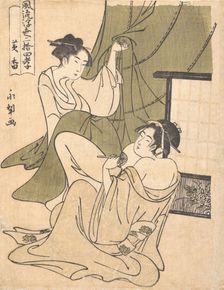 A Yoshiwara Analogue of the Story of Koko (Huang Xiang) one of the Twenty-four Paragon..., ca. 1791. Creator: Rekisentei Eiri