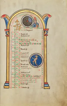 A Youth; Zodiacal Sign of Sagittarius; Stammheim Missal, probably 1170s. Creator: Unknown