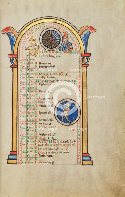 A Youth; Zodiacal Sign of Sagittarius; Stammheim Missal, probably 1170s. Creator: Unknown.