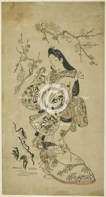 A Young Woman Walking near a Plum Tree, c. 1688. Creator: Unknown.