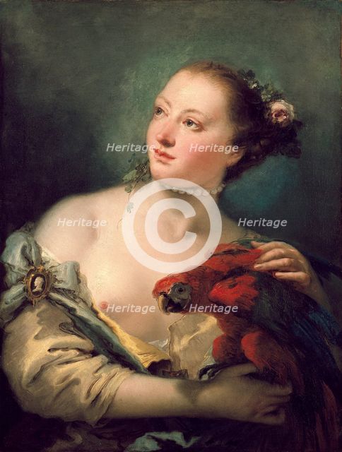 A young Woman with a Macaw, late 1760. Artist: Giovanni Battista Tiepolo.