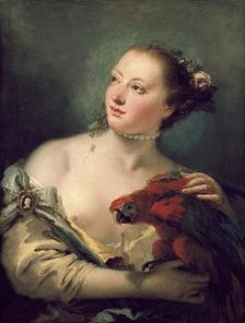 A young Woman with a Macaw, late 1760. Artist: Giovanni Battista Tiepolo