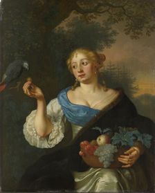 A Young Woman with a Parrot, 1660-1680. Creator: Ary de Vois
