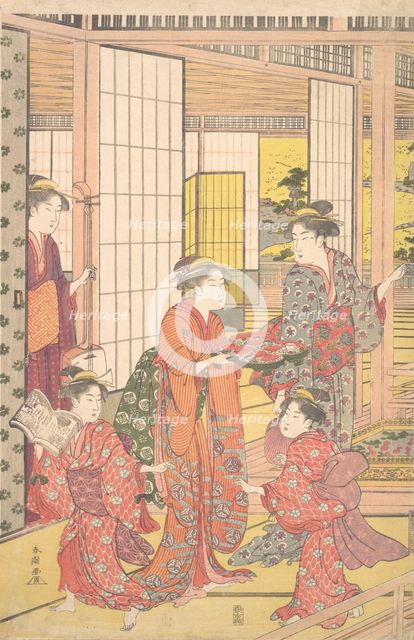 A Young Woman with a Tray of Sweetmeats, 1780-1795. Creator: Katsukawa Shuncho.