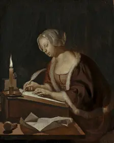A Young Woman Writing a Letter, 1670. Creator: Frans van Mieris I
