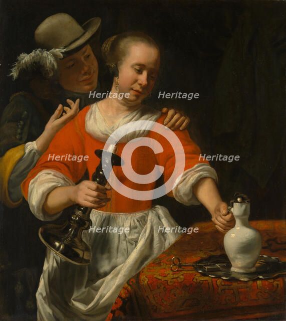 A Young Woman and a Cavalier, early 1660s. Creator: Cornelis Bisschop.