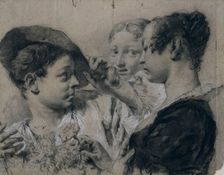 A Young Woman Buying a Pink from a Young Man, c. 1740. Creator: Giovanni Battista Piazzetta (Italian, 1682-1754)