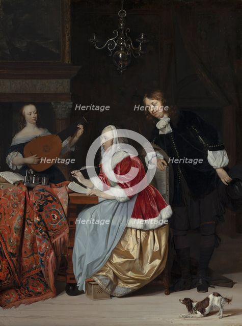 A Young Woman Composing a Piece of Music. Creator: Gabriel Metsu.