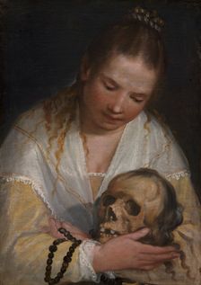 A Young Woman Contemplating a Skull, 1567-1591. Creator: Alessandro Casolani della Torre