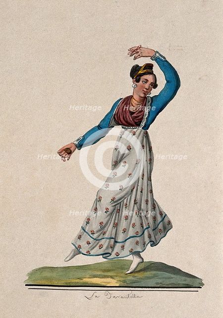 A young woman dancing the tarantella. Creator: Unknown.