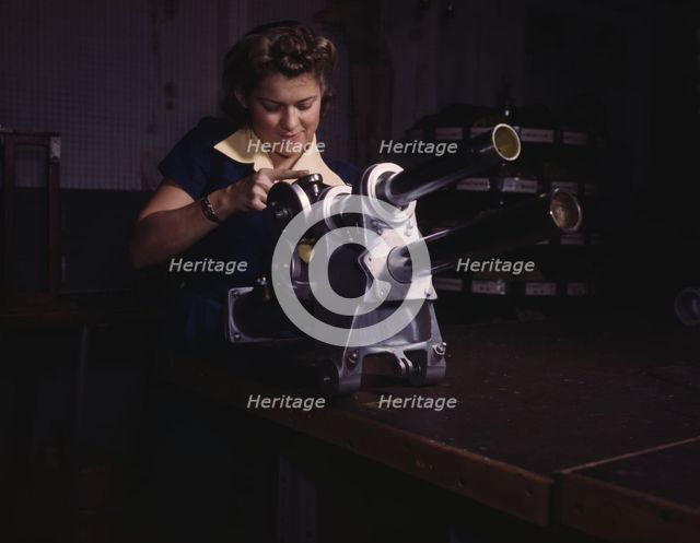 A young woman employee of North American Aviation, Incorporated..., Inglewood, Calif. , 1942. Creator: Alfred T Palmer.